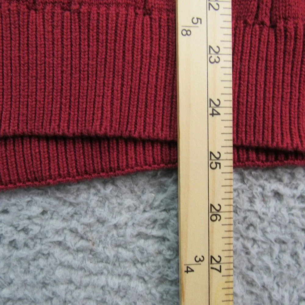 Saddlebred Men's Red Cable Knit V-Neck Long Sleeve Cotton‎ Sweater Med